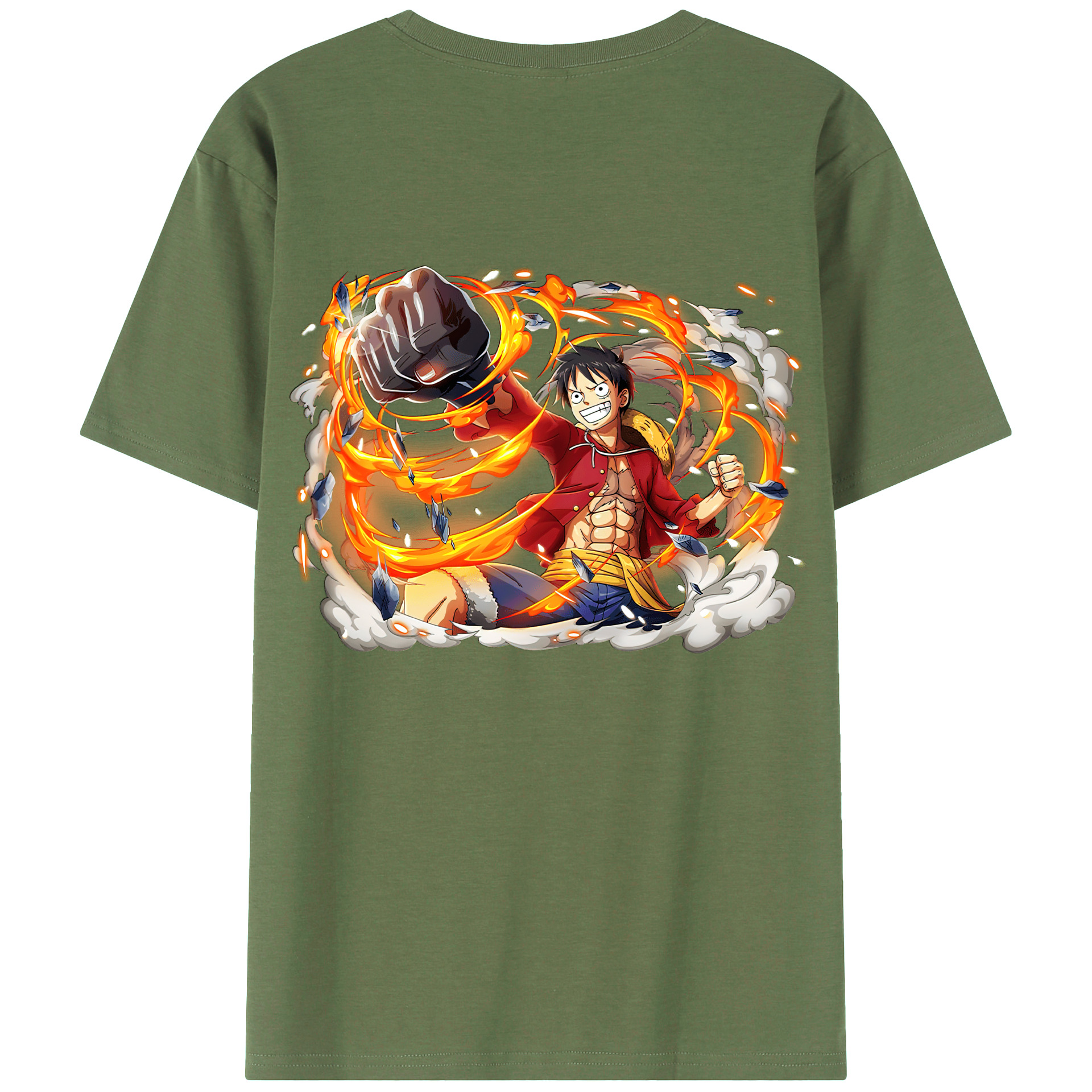 ワンピース モンキー・D・ルフィ ONE PIECE Monkey D. Luffy 綿100％ メンズ半袖Tシャツ（バックプリント） 通気性